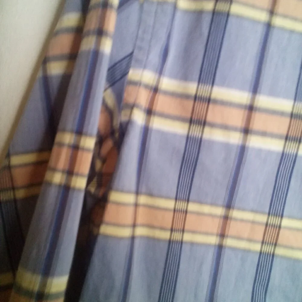 Banana Republic Shirt Men M 15 15 1/2 Button Up Long Sleeve Plaid Blue Orange